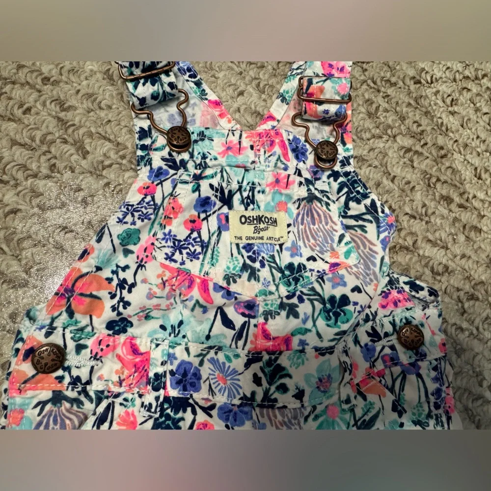 OshKosh B'gosh Floral Multi Color Printed Overalls (Baby) 12M